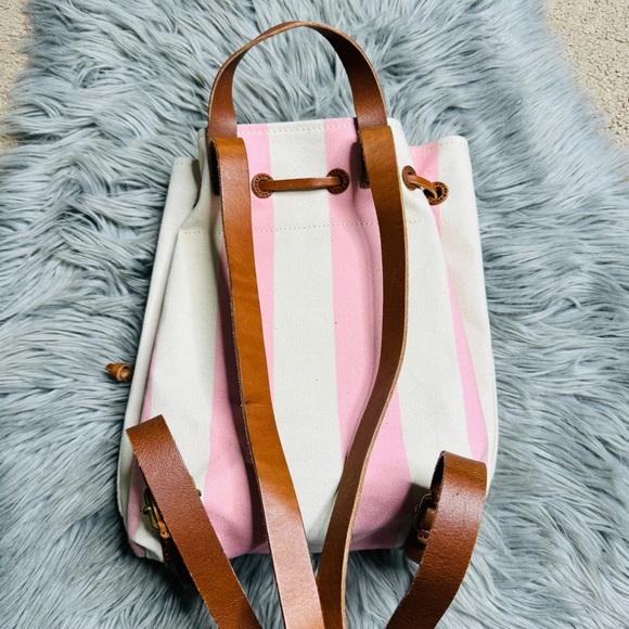 Madewell The Canvas Somerset Backpack in petal pink strip | NWT | - Picture 3 of 7